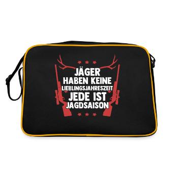 Jagd Jagen Hirschjagd Wildschweinjagd Jäger - Retro Tasche - Schwarz/Gold - Hinten