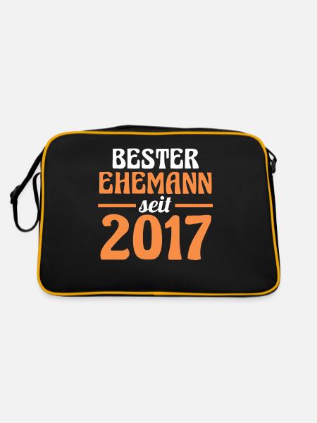 Valentinstag Bester Ehemann Seit 2017 - Retro Tasche - Schwarz/Gold - Hinten