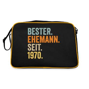 Valentinstag Bester Ehemann Seit 1970 - Retro Tasche - Schwarz/Gold - Hinten