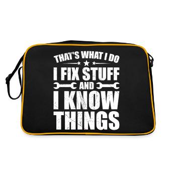 Das ist es, was ich tue, ich repariere Dinge und ich weiß Dinge - Retro Tasche - Schwarz/Gold - Hinten