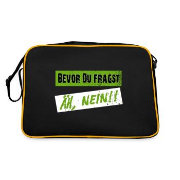 Before you ask, NO! - Clear saying - Retro Bag - black/gold - Back