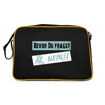 Before you ask, NO! - Clear saying - Retro Bag - black/gold - Back