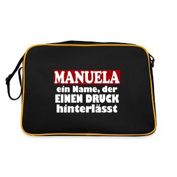 Manuela Vorname Name Fun Lustiger Spruch - Retro Tasche - Schwarz/Gold - Hinten