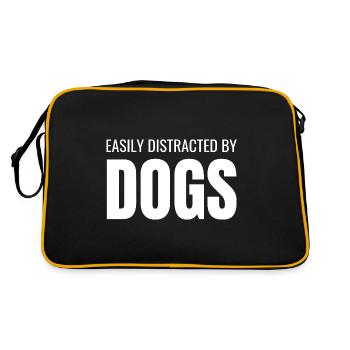 Easily Distracted By Dogs - Funny Dog Lover puns - Retro Bag - black/gold - Back