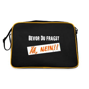 Before you ask, NO! - Clear saying - Retro Bag - black/gold - Back