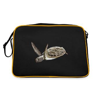 Cute turtle motif illustration of sea creature - Retro Bag - black/gold - Back
