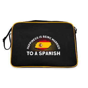 Spanische Flagge Spanische Wurzeln Geschenk - Retro Tasche - Schwarz/Gold - Hinten