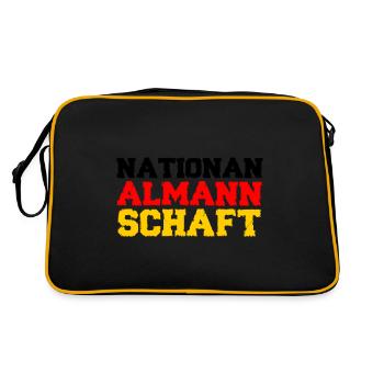 Nationalmannschaft Fußball Wortwitz - Retro Tasche - Schwarz/Gold - Hinten