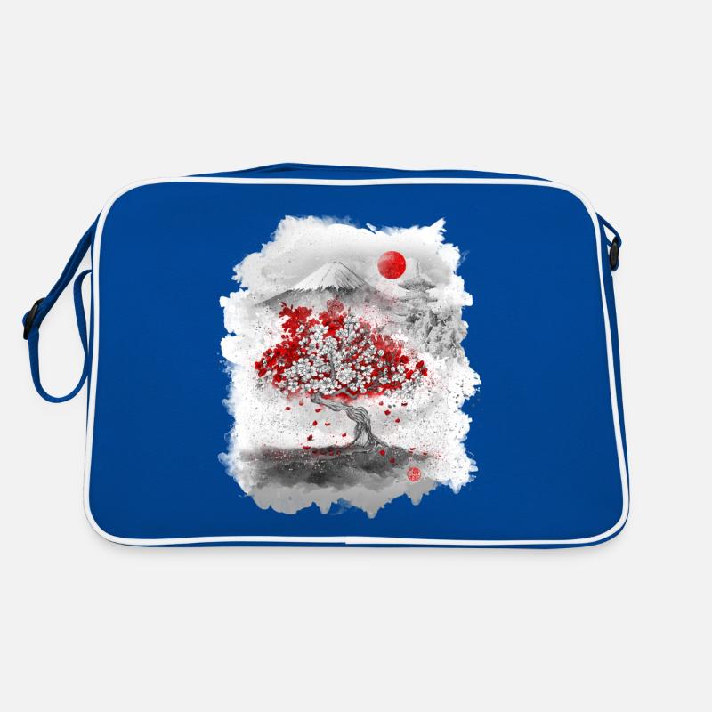 Mount Fuji behind a cherry tree Retro Bag