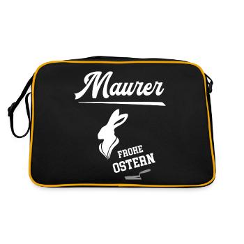 Maurer Frohe Ostern Ostergeschenk Bauunternehmen - Retro Tasche - Schwarz/Gold - Hinten