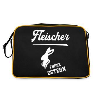 Fleischer Frohe Ostern Ostergeschenk Fleischerei - Retro Tasche - Schwarz/Gold - Hinten