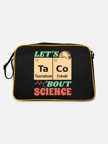 Teacher Student Funny Joke Let's Taco Bout Science - Retro Bag - black/gold - Back