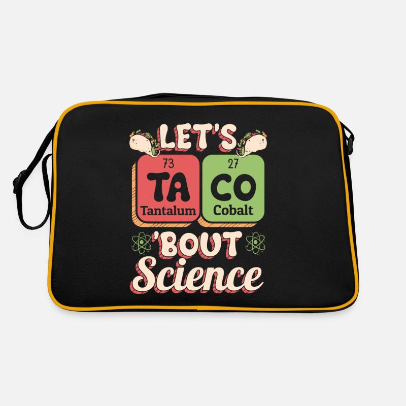 Lehrer Schüler Lustig Witz Let's Taco Bout Science - Retro Tasche - Schwarz/Gold