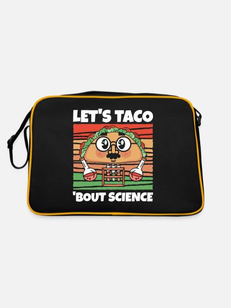 Teacher Students Funny Let's Taco Bout Science - Retro Bag - black/gold - Back