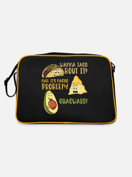 Funny Saying Taco Nacho Avocado Humor Funny - Retro Bag - black/gold - Back