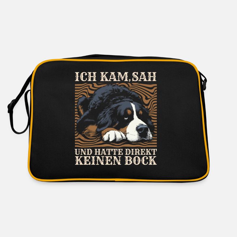Berner Sennenhund Hundehalter Geschenkidee Humor - Retro Tasche - Schwarz/Gold