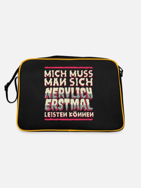 Mich Muss Man Sich Nervlich Erstmal Leisten Können - Retro Tasche - Schwarz/Gold - Hinten
