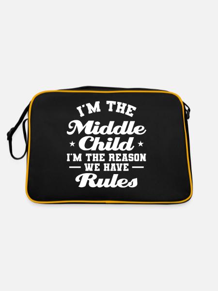 Family Kids Siblings Funny Gift Idea - Retro Bag - black/gold - Back