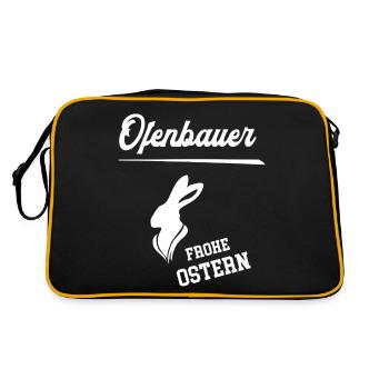 Ofenbauer Frohe Ostern Ostergeschenk Ofenbau - Retro Tasche - Schwarz/Gold - Hinten