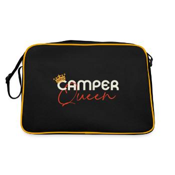 Camper Queen - Camping Familie Königin Krone - Retro Tasche - Schwarz/Gold - Hinten