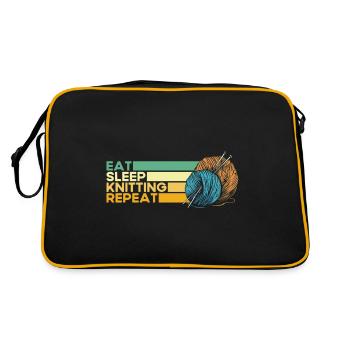 Stricken Stricken Stricken Liebhaber Geschenk - Retro Tasche - Schwarz/Gold - Hinten
