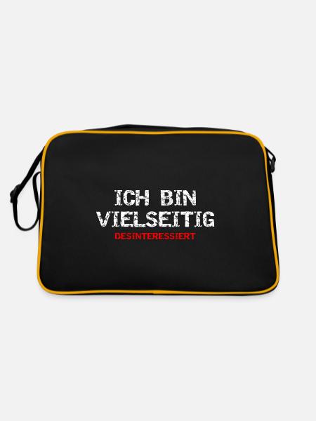 Ich Bin Vielseitig Desinteressiert - Retro Tasche - Schwarz/Gold - Hinten