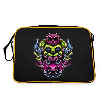 Drachen-, Bären- und Schädelfarbe - Retro Tasche - Schwarz/Gold - Hinten