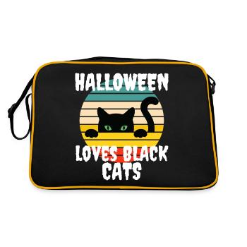 halloween aime les chats noirs idée cadeau - Sac Retro - noir/or - Dos