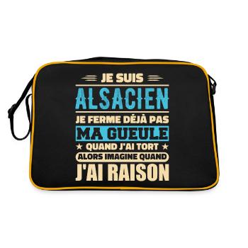 Alsacien Je Ferme Pas Ma Gueule Humour Alsace - Sac Retro - noir/or - Dos