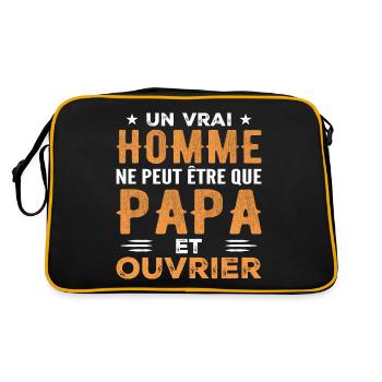 Ein richtiger Mann ist nur ein Vater und ein Arbeiter - Retro Tasche - Schwarz/Gold - Hinten