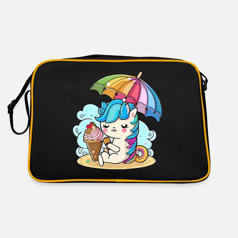 Einhorn-Träume - Retro Tasche - Schwarz/Gold