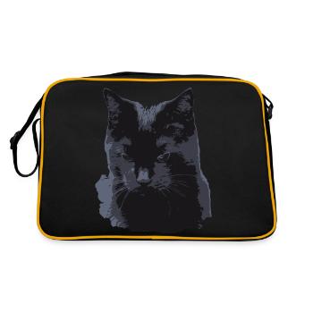 chat noir black cat mignon cute miaou meow - Sac Retro - noir/or - Dos