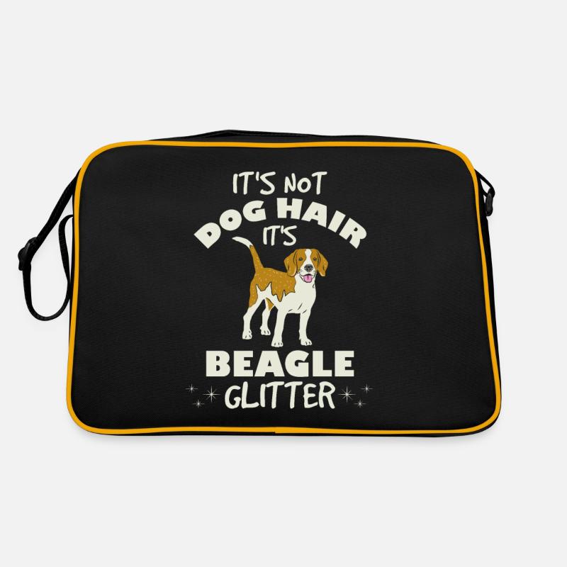 Beagle Mama Beagle Dad Es ist nicht Hundehaar - Retro Tasche - Schwarz/Gold