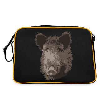 Wild Boar - Wildschwein - Keiler - Retro Tasche - Schwarz/Gold - Hinten