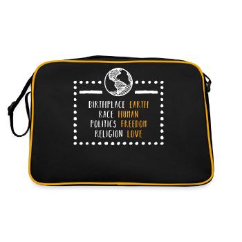 Weltfrieden für eine Welt in Frieden - Retro Tasche - Schwarz/Gold - Hinten
