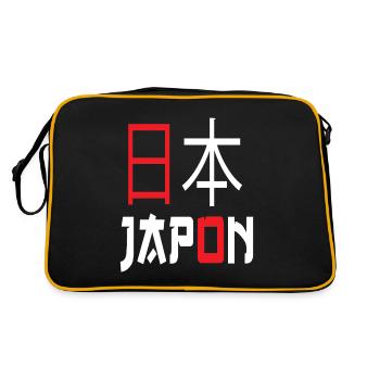 Japan - Kanji "Japan" - Retro Tasche - Schwarz/Gold - Hinten