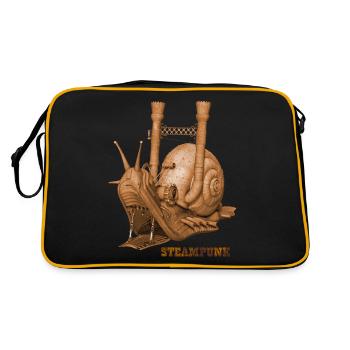 Steampunk snail retro steam engine gear - Retro Bag - black/gold - Back