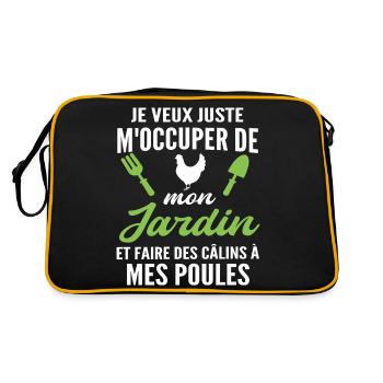 m'occuper de mon jardin - humour jardinier poules - Sac Retro - noir/or - Dos