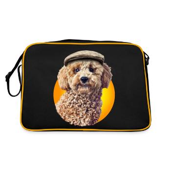 Poodle Pepe with cap - Retro Bag - black/gold - Back