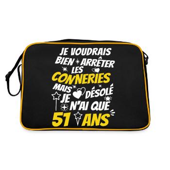 conneries 51 ans / humour anniversaire 51 ans - Sac Retro - noir/or - Dos