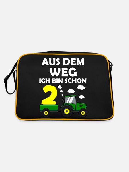 Aus Dem Weg Ich Bin 2 Jahre 2. Geburtstag Jungen - Retro Tasche - Schwarz/Gold - Hinten