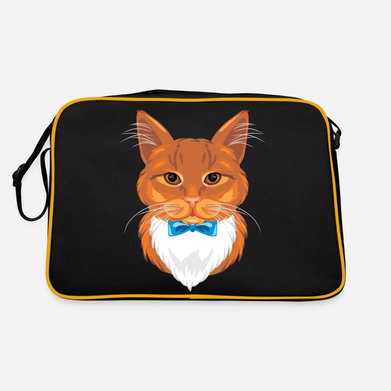 Porträt einer lustigen Ingwerkatze mit Fliege Retro Tasche