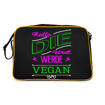 rights bio naturschutz vert vivre drôle cochon - Sac Retro - noir/or - Dos