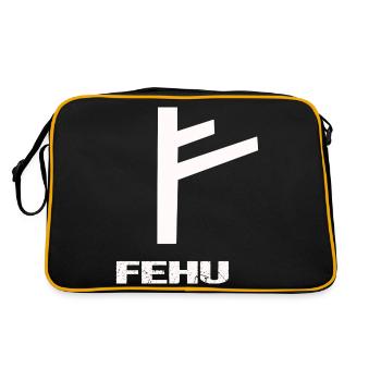 Wikinger Rune Fehu - Retro Tasche - Schwarz/Gold - Hinten