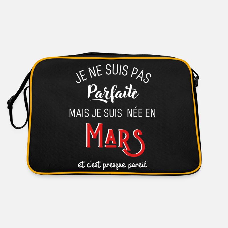 pas parfaite mais née en mars - Sac Retro - noir/or