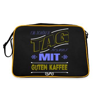 kaffeetrinker süchtig witzig koffein - Retro Tasche - Schwarz/Gold - Hinten