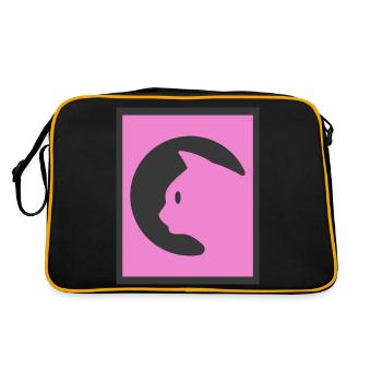 Pink Cat - Retro Tasche - Schwarz/Gold - Hinten