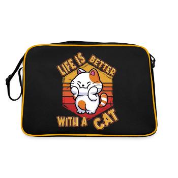 La vie de chat est meilleure avec un chat qui dit drôle - Sac Retro - noir/or - Dos