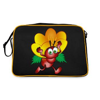 Fourmi rouge portant une fleur jaune - Sac Retro - noir/or - Dos