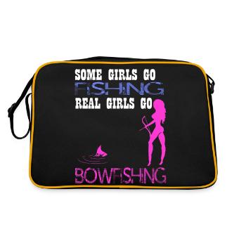 Manche Mädchen gehen fischn, echte Mädchen gehen - Retro Tasche - Schwarz/Gold - Hinten